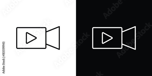 Video camera icon. Editable Vector symbols. Set of line icons on white background.