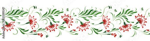 Vector floral seamless pattern from hand painted flowers on a white background