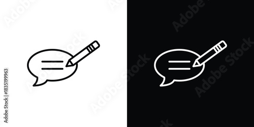 Write comment icon. Editable Vector symbols. Set of line icons on white background.