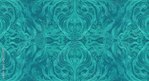 underwater boho floral vector pattern creating an ethereal aquatic design perfect for backgrounds textiles and elegant design projects with intricate details.