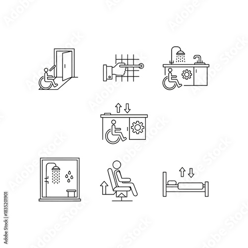 accessible hotel room features showcasing universal design elements promoting inclusivity accommodation for people with disabilities suitable for web design.