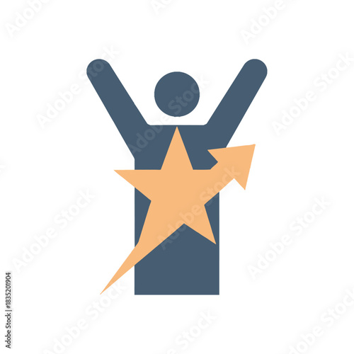 achieving success with rising star business person strives for career goals personal growth leadership strategic development and performance