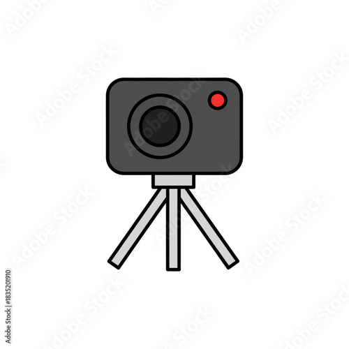 action camera on tripod capturing moments sleek gray design portable vlog setup for travel and adventure content perfect for social media