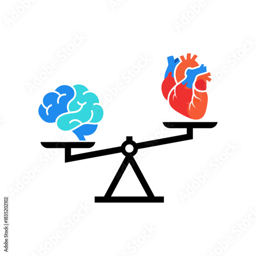 balancing heart and mind a concept showing emotions versus logic on a balance scale ideal for articles about mental health  emotional intelligence.