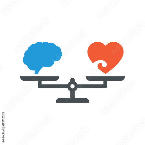 balancing heart and mind conceptual illustration portraying emotional intelligence and rational decision-making ideal for psychology and self-help blogs.