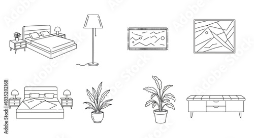 bedroom interior design showcasing modern furniture including a bed plants and artwork creating a cozy atmosphere for home decor inspiration