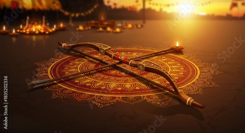 Bow and Arrow on Mandala Design