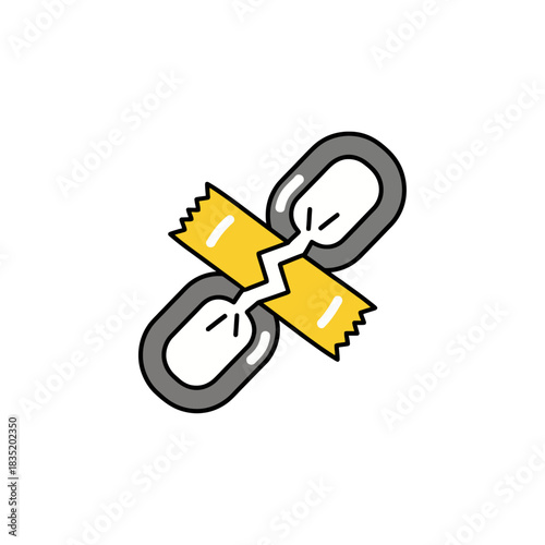 broken link fixed with tape mending digital connection in a graphic design representing solution for website problems and restoring access.