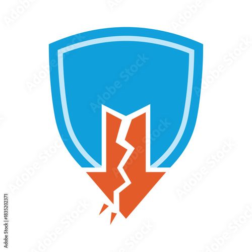 Free Download Broken security shield showing vulnerability conveying risk assessment failure highlighting data breach crisis ideal for illustrating cybersecurity flaws and system failure - GFXLoad