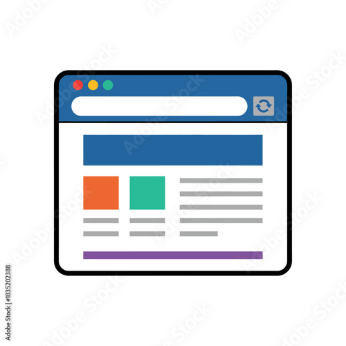 Browser window mockup template showing a website layout with tabs and search bar ideal for UIUX design demos and illustrating online services.