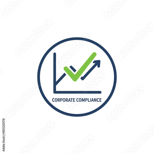 corporate compliance success shown by an upward trend in a graph with a green checkmark symbolizing regulatory adherence and business growth concept for reports.