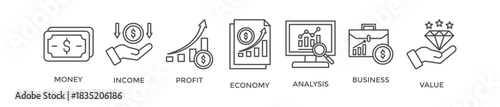 Cash flow banner concept for business and finance circulation with icon of money, income, profit, economy, analysis, business, and value. Web icon vector illustration
