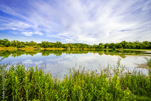 Canvas Print View of Lake Kranzberg and the surrounding landscape