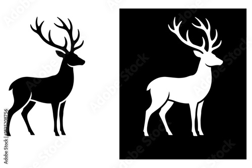 set of deer silhouettes,
Deer Flat Silhouette Vector Illustration,
Minimal Animal Shape Graphic