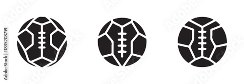 American football and soccer ball icons set isolated on white background. sport game sign in flat style