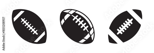 Variety of three american footballs in different orientations ideal for sports publications and digital media vector