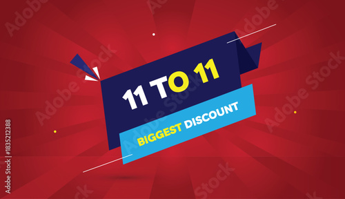 11 to 11 editable discount biggest eps banner web format vector illustration art template blue sky ice shapes blue white yellow bold font red gradient abstract sun shine background business 4k sun sun