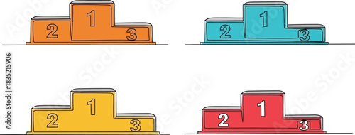 Colorful hand drawn podium set for winners and achievements
