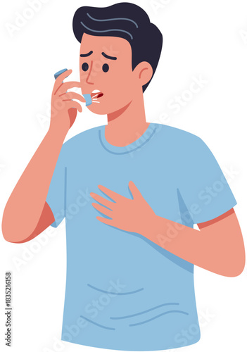 Man Using Asthma inhaler