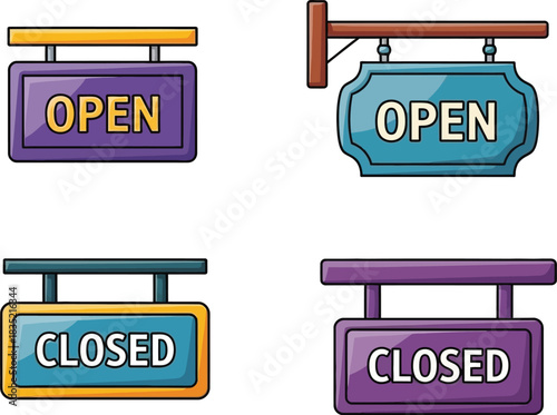 Open and closed sign collection for business and retail stores