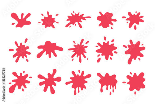 Colorful blood splatter template set. Vector illustration for presenting your.
