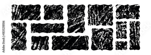 Cool abstract geometric black grunge shapes. Sticker elements.