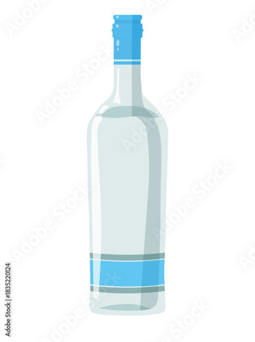Vodka in a bottle. Flat vector clipart illustration with isolated background.