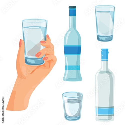 Vodka. Flat vector clipart illustration with isolated background.