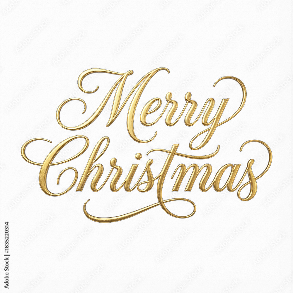 Naklejka premium Gold Merry Christmas 3D metallic lettering design