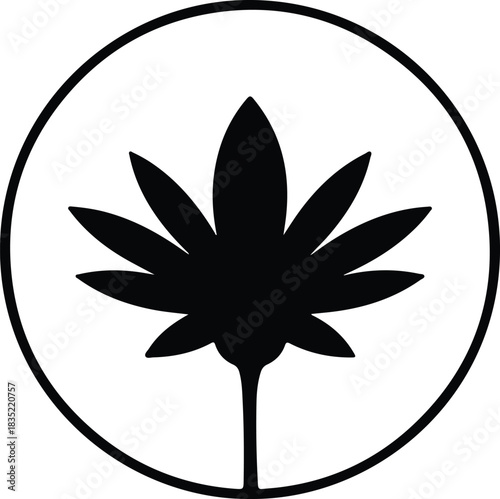 Illustration cannabis leaf logo simple black silhouette vector