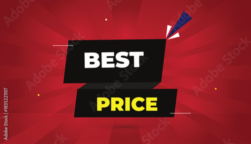 best price editable eps format web banner vector art illustration template design gray black shapes white yellow bold font red gradient abstract illustration sun shine background 4k business