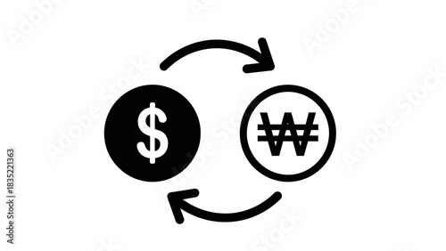 Currency Exchange Icon – Dollar to Won Money Conversion Symbol for Finance