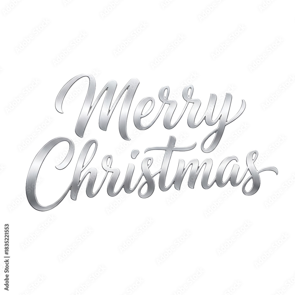 Fototapeta premium Silver metallic 3D Merry Christmas typography