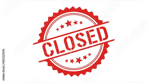 Closed Stamp Icon – Red Business Closure Seal Sign for Notices and Labels