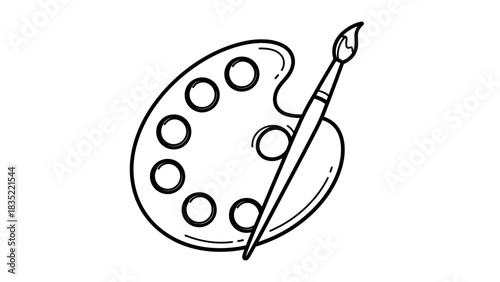 Artist Palette Icon – Paintbrush and Color Palette Illustration for Art and Creativity