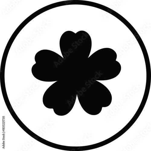 Illustration Floral five petal flower in a circle silhouette vector