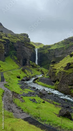 Kvernufoss Waterfall Scenic Background