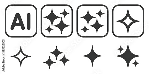 Wallpaper Mural Ai and sparkle icons, various shine effects, artificial intelligence symbol, isolated on white background Torontodigital.ca