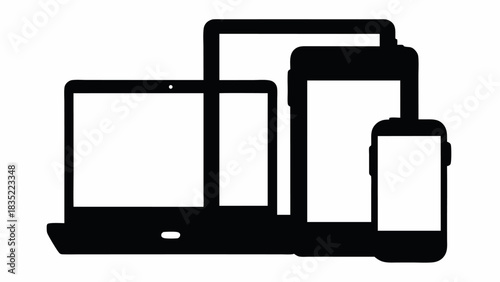 Obraz na plátně Illustration of various electronic devices including a laptop tablet and smartph