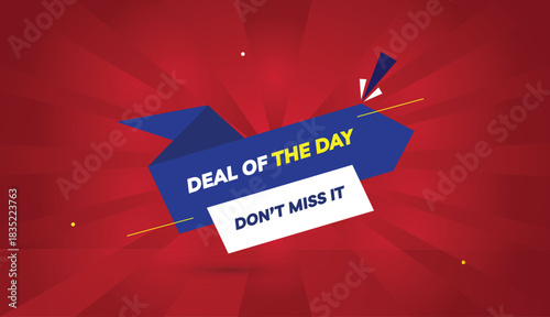 deal of the day dont miss it editable eps format web banner vector art illustration template design blue white yellow bold font red gradient abstract illustration sunshine background 4k business marke