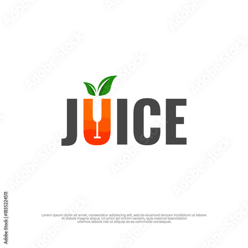 Juice cup logo with leaf accents for eco-friendly products.