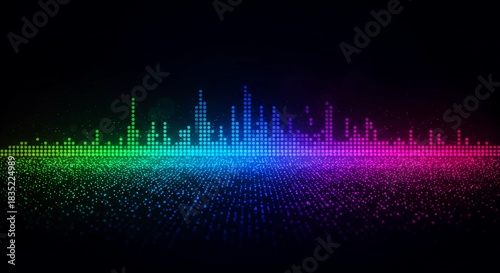 Colorful Spectrum Waveform Equalizer on Black Background
