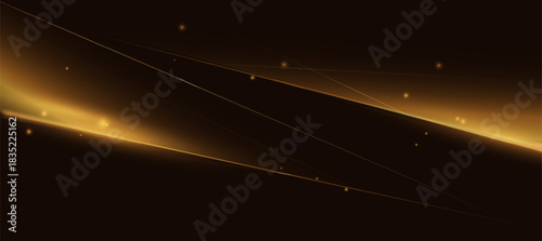 Abstract Golden Glow on Black Background with Luxury Light Effect