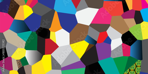 Modern minimalist summer horizontal background with hand drawn bright color shapes