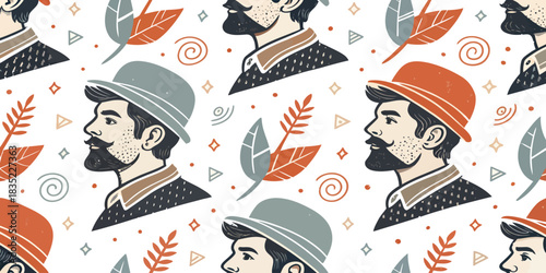 Handsome man portrait in black and white for intronal mentenn's day celebration illustration