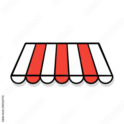Simple Red and White Striped Store Awning Vector Illustration, under construction sign, canopy ren white