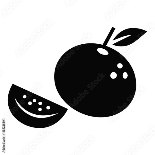 Tangerine With Slice Solid Icon