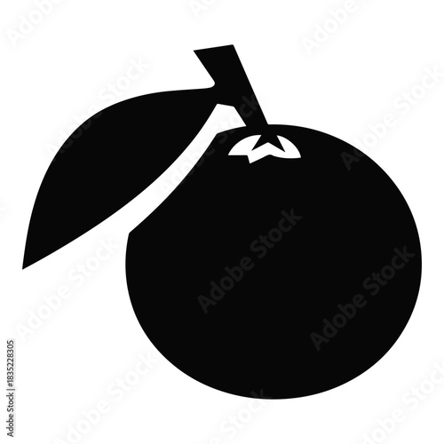 Tangerine With Leaf Solid Icon