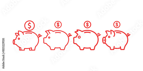 Piggy bank saving concept with money coin dollar sign