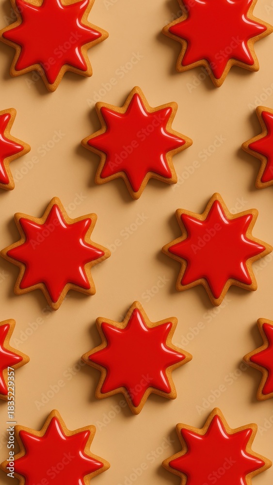 Fototapeta premium Red star cookies pattern wallpaper for mobile